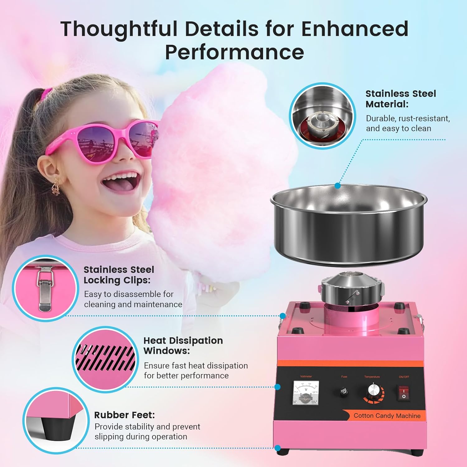 MHT2 Electric Cotton Candy Mac - Candy Floss Machine ulasan dan harga